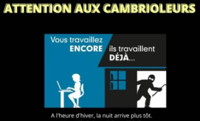 Prévention - alerte cambriolages ... Suite changement d'heure