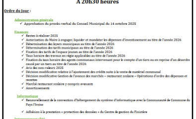 Ordre du jour du Conseil Municipal